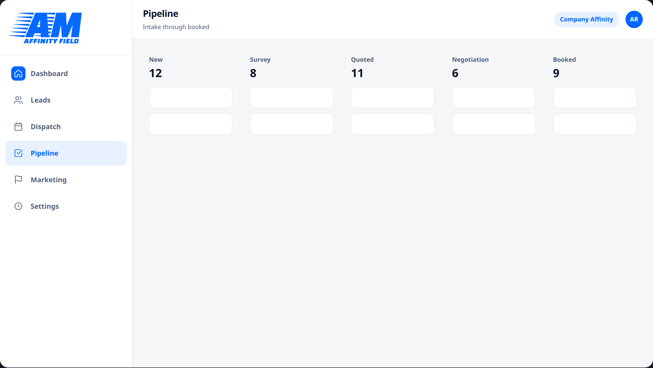 Affinity Field sales pipeline product visual